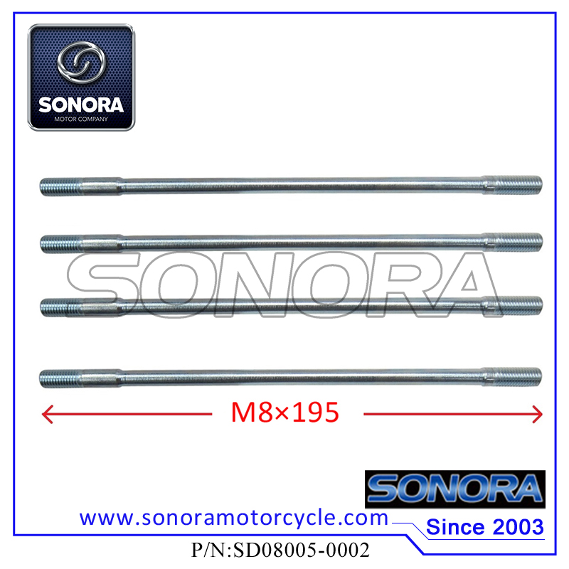 SD08005-0002 152QMI GY6-125 Cylinder Head Long Studs(M8Ã195) SD08005-0002 152QMI GY6-125 Espárragos largos de culata (M8Ã — 195)