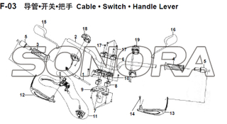 F-03 Cable • Switch • Handle Lever XS150T-8 CROX For SYM Spare Part Top Quality