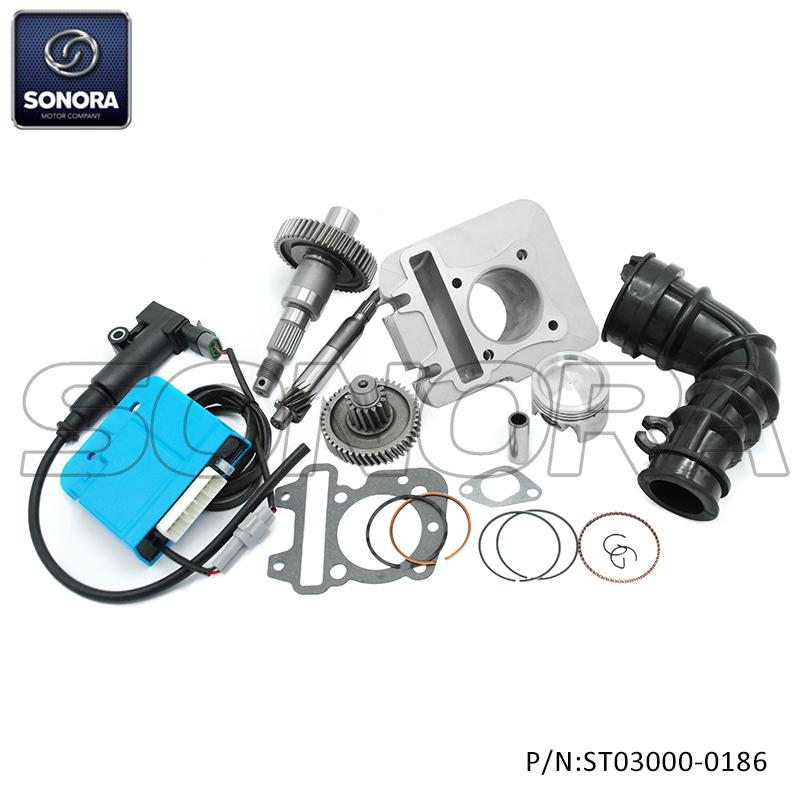 Piaggio Zip E4 80cc 49MM Tuning ECU with gear set and big bore cylinder black(P/N:ST03000-0186) Top Quality
