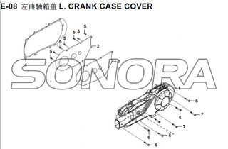 E-08 L. CRANK CASE COVER XS150T-8 CROX For SYM Spare Part Top Quality