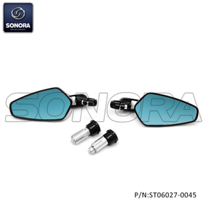 Mirror set oval CNC racing motorcycle scooter univ black with blue glass(P/N:ST06027-0045) Top Quality