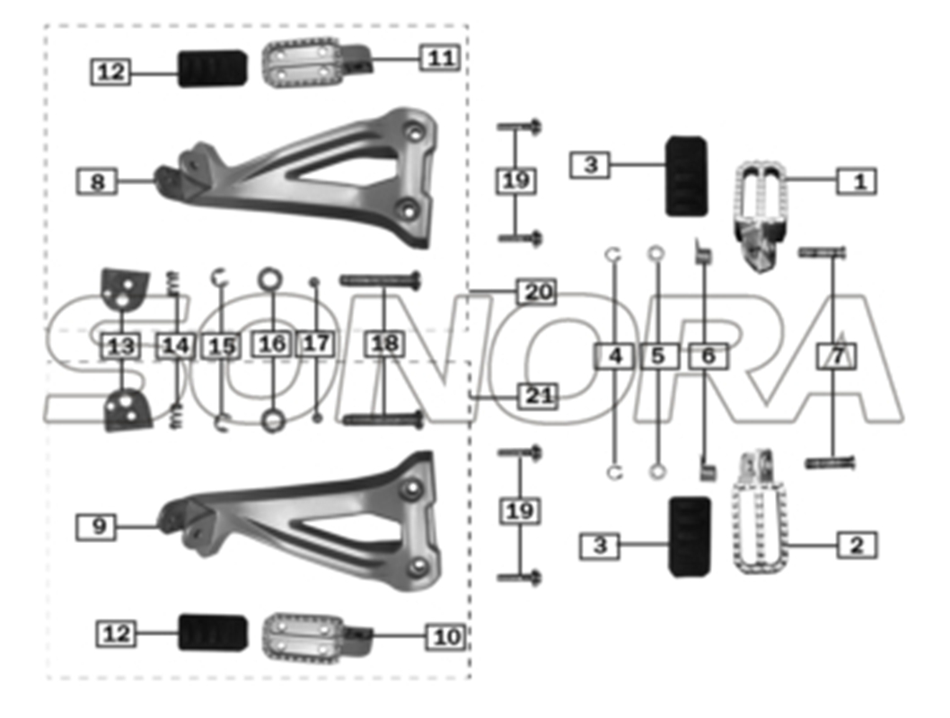 CONJUNTO DEL PEDAL TRASERO DELANTERO