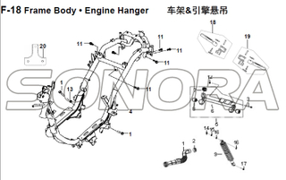 F-18 Frame Body Engine Hanger for XS125T-16A Fiddle III Spare Part Top Quality