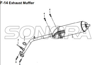 F-14 Exhaust Muffler for XS175T SYMPHONY ST 200i Spare Part Top Quality